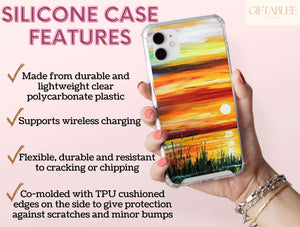 Sunset Painting Print Phone Case – Golden Lake Landscape Art