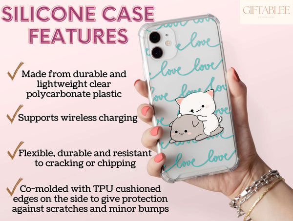 Couple Cats Phone Case – Cute Kawaii Cuddling Cat Couple Design