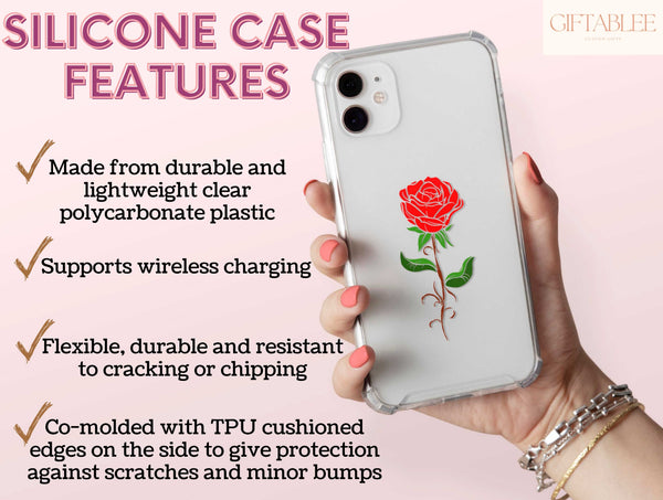Simple Rose Phone Case – Single Red Rose Minimalist Floral Design