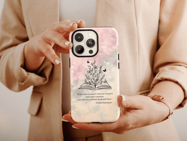 Bookish Phone Case – Open Book, Botanical & Butterfly Literary Design