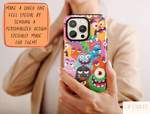 Doodle Monster Phone Case – Cute Cartoon Monster Pattern & Fun Kawaii Design