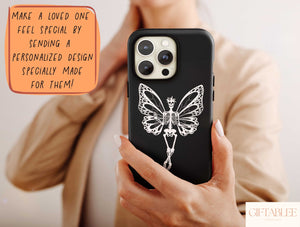 Aesthetic Skeleton Phone Case – Whimsical Gothic Skeleton Art