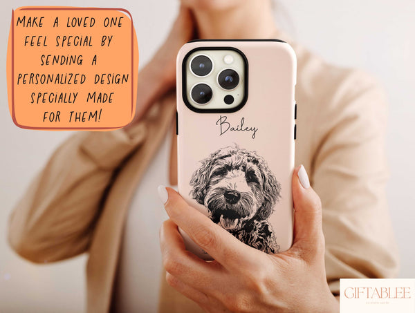 Black And White Pet Portrait Phone Case – Custom Dog Artwork