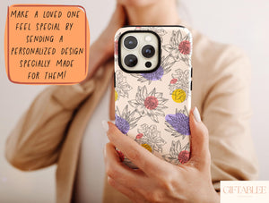 Hand Drawn Flowers Phone Case – Colorful Botanical Floral Design