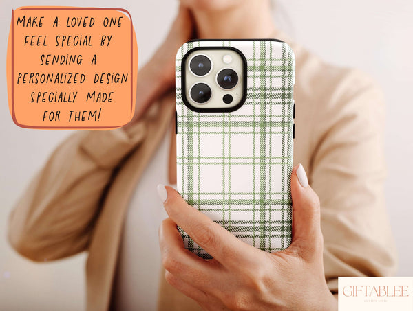 Green Plaid Phone Case – Classic Preppy Tartan Style