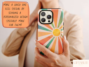 Boho Sun Rays Phone Case – Retro Mid Century Sunshine Design