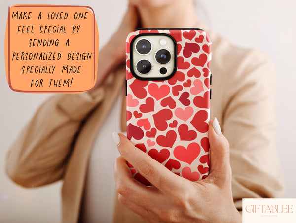 Red Hearts Phone Case – Cute Romantic Heart Pattern Design