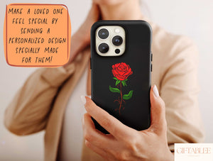 Simple Rose Phone Case – Single Red Rose Minimalist Floral Design
