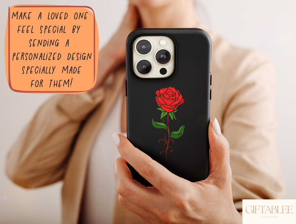 Simple Rose Phone Case – Single Red Rose Minimalist Floral Design