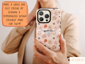 Custom Floral Name Phone Case – Personalized Botanical Flower Design