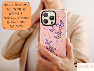 Cute Purple Butterfly Phone Case – Personalized Botanical Design