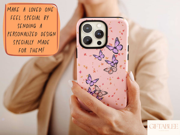 Cute Purple Butterfly Phone Case – Personalized Botanical Design