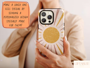 Aesthetic Sun Phone Case – Minimalist Boho Sunshine Design