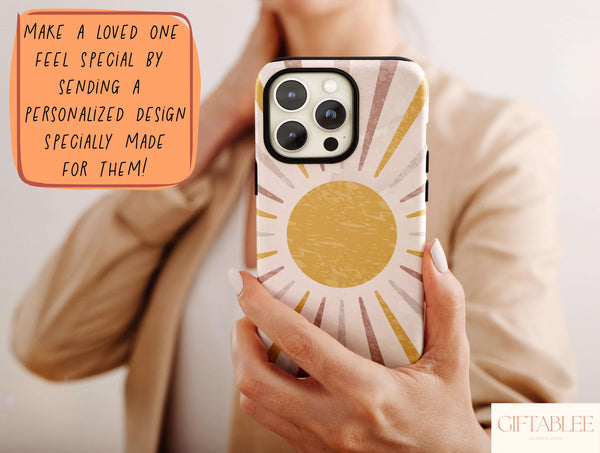 Aesthetic Sun Phone Case – Minimalist Boho Sunshine Design