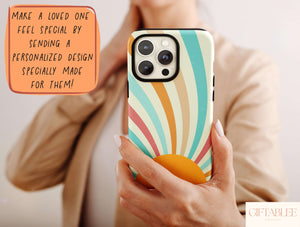Retro Sun Print Phone Case – Vintage Sunburst Design