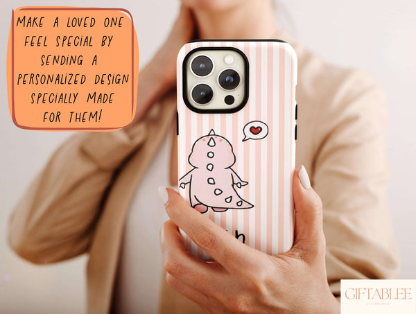Dinosaur Couple Phone Case – Personalized Cute Dinosaur Love Design