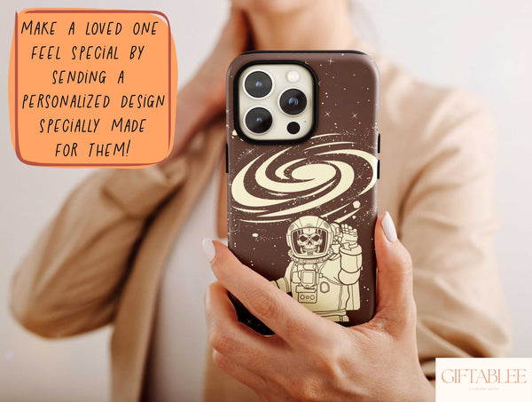 Trippy Skeleton Phone Case – Cosmic Astronaut Space Design