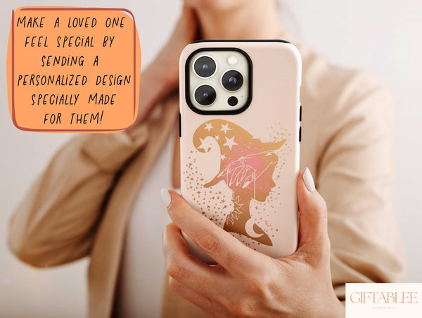 Halloween Witchy Phone Case – Celestial Moon & Witch Design