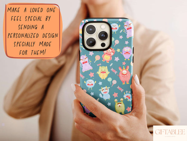 Pastel Monster Phone Case – Cute Kawaii Cartoon Monster Pattern
