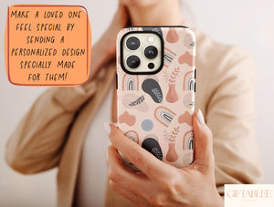 Abstract Boho Art Phone Case – Modern Neutral Botanical Design