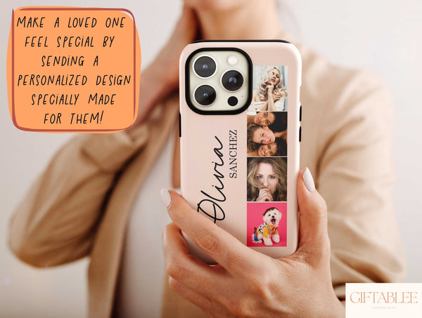 Photo Collage With Name Phone Case – Personalized Picture & Custom Name Gift