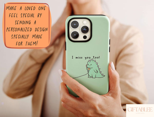 Cute Dinosaurs Phone Case – Matching Couple “I Miss You”