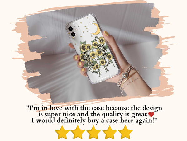 Dancing Skeleton in Sunflower Phone Case – Gothic Floral Art