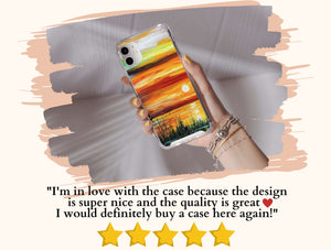 Sunset Painting Print Phone Case – Golden Lake Landscape Art