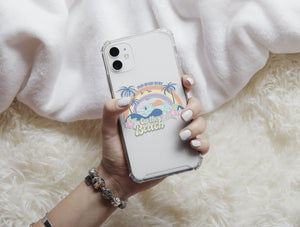 Summer Beach Phone Case – Colorful Retro Tropical Beach Scene