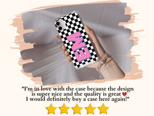 Personalized Checker Board Phone Case – Custom Name, Initials & Retro Y2K Design