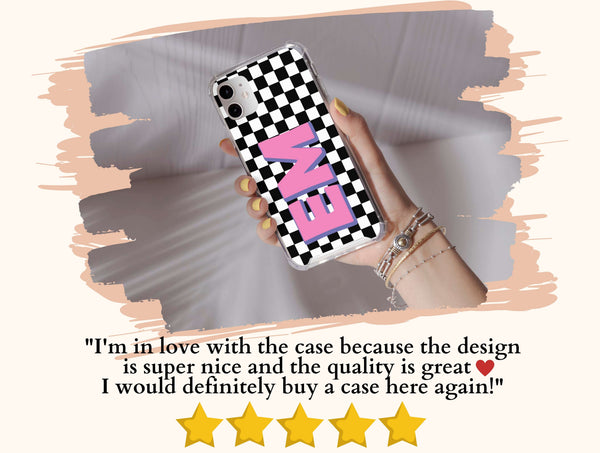 Personalized Checker Board Phone Case – Custom Name, Initials & Retro Y2K Design