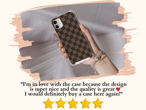 Retro Checker Phone Case – Timeless Neutral Geometric Style
