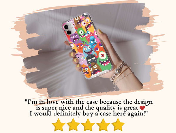 Doodle Monster Phone Case – Cute Cartoon Monster Pattern & Fun Kawaii Design