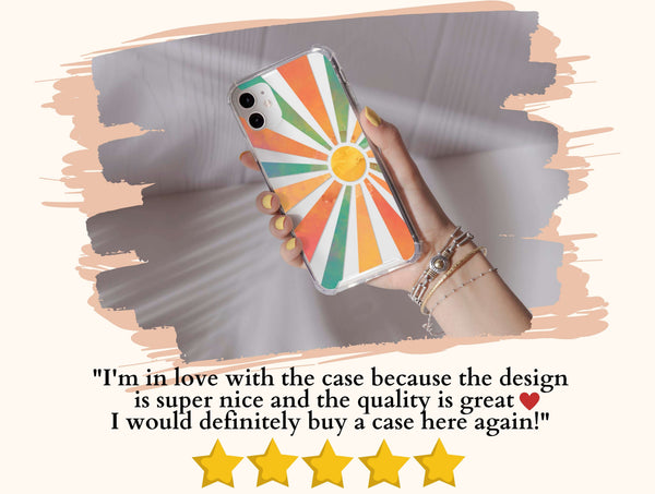 Boho Sun Rays Phone Case – Retro Mid Century Sunshine Design
