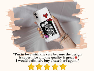 Skeleton Lovers Phone Case – Gothic Romance Rose Phone Cover