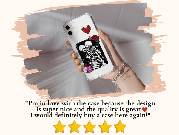 Skeleton Lovers Phone Case – Gothic Romance Rose Phone Cover