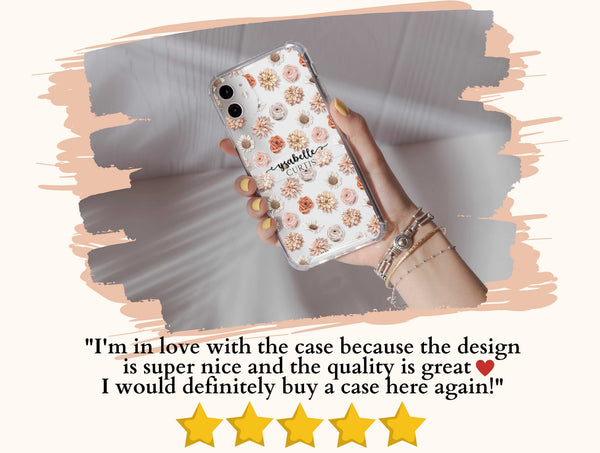 Custom Floral Name Phone Case – Personalized Botanical Flower Design