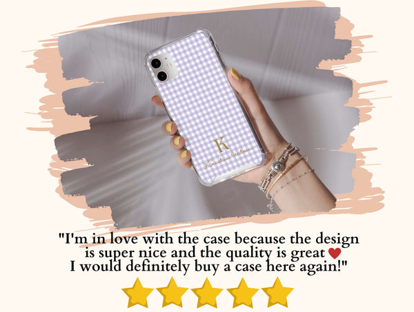 Gingham Phone Case – Personalized Monogram & Pastel Checkered Design