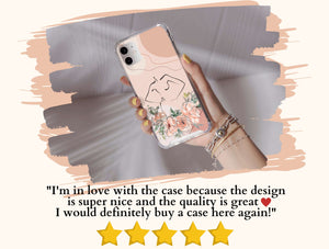 Pink Line Art Phone Case – Elegant Floral Botanical Design
