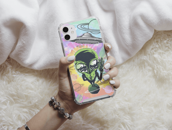 Psychedelic Alien Phone Case – Trippy Cosmic Space Design