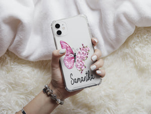 Floral Butterfly Phone Case – Personalized Monarch Name Cover