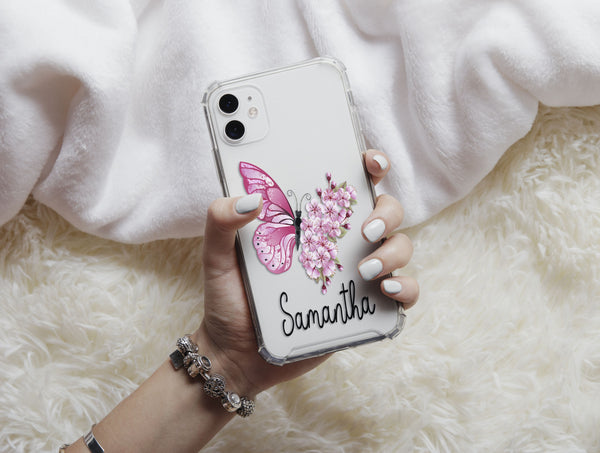 Floral Butterfly Phone Case – Personalized Monarch Name Cover