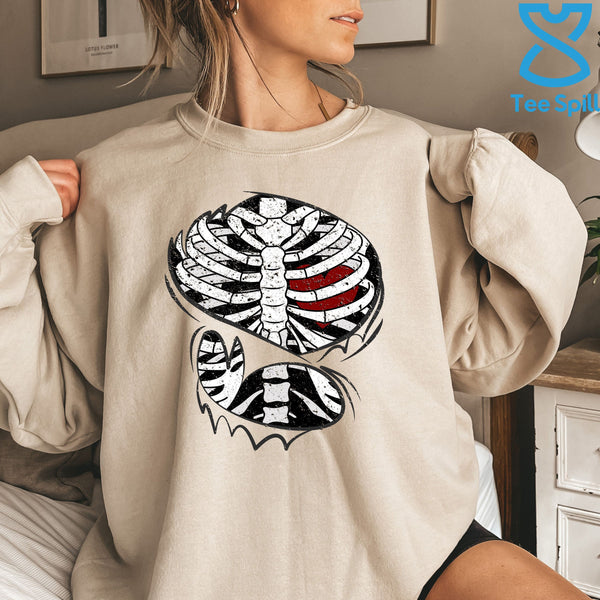 Skeleton Rib Cage Sweatshirt – Gothic Halloween Crewneck