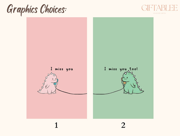 Cute Dinosaurs Phone Case – Matching Couple “I Miss You”