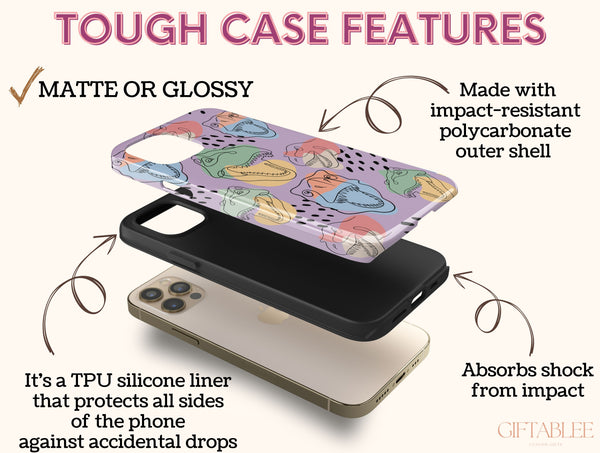Dinosaur Line Art Phone Case – Modern Abstract Dino Design
