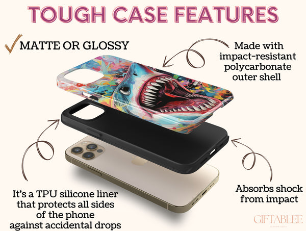 Killer Shark Phone Case – Colorful Great White Ocean Art