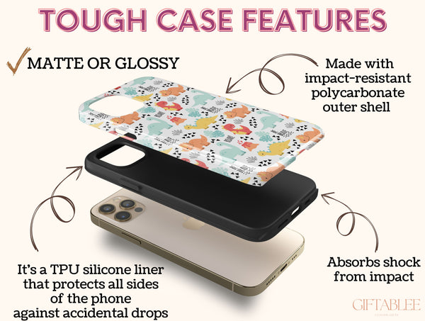 Cute Dinosaur Phone Case – Kawaii Dino Pattern Protective Cover