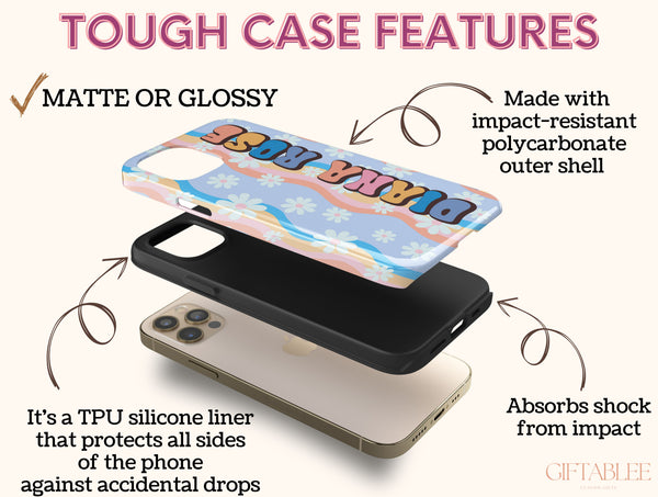 Retro Daisy Phone Case – Personalized 70s Floral & Colorful Design