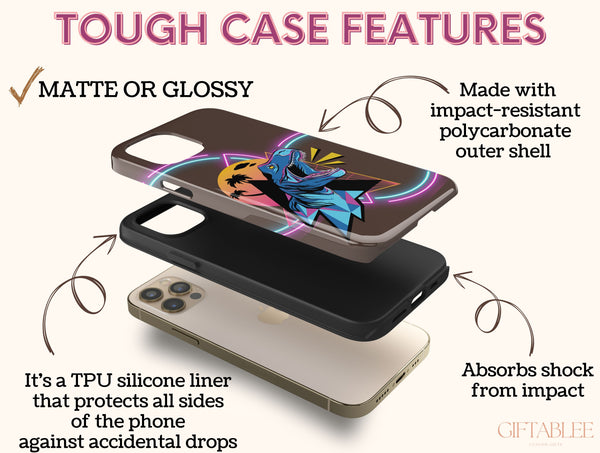 Retro Dinosaur Phone Case – Neon T. Rex Synthwave Design