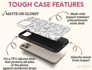Outline Shark Phone Case – Hand-Drawn Shark Silhouette & Ocean Pattern